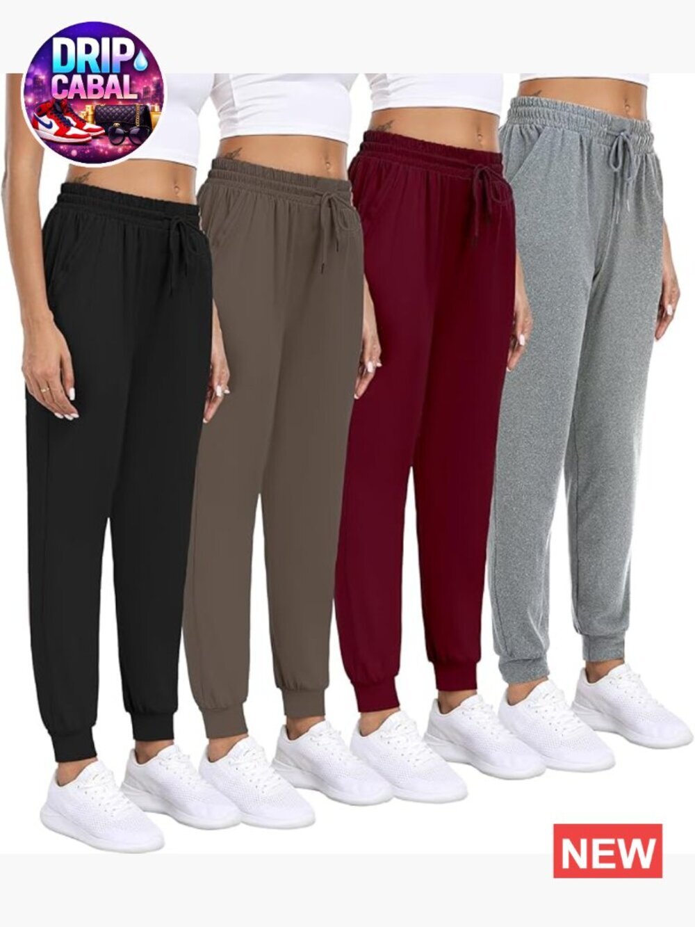 4 Pack Women's Joggers with Pockets Lightweight Sweatpants Athletic Yoga Lounge
